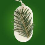 Tableta parfumata din ceara de soia, CHRISTMAS - Brad, Pin, Cedru, Oval, fundal verde