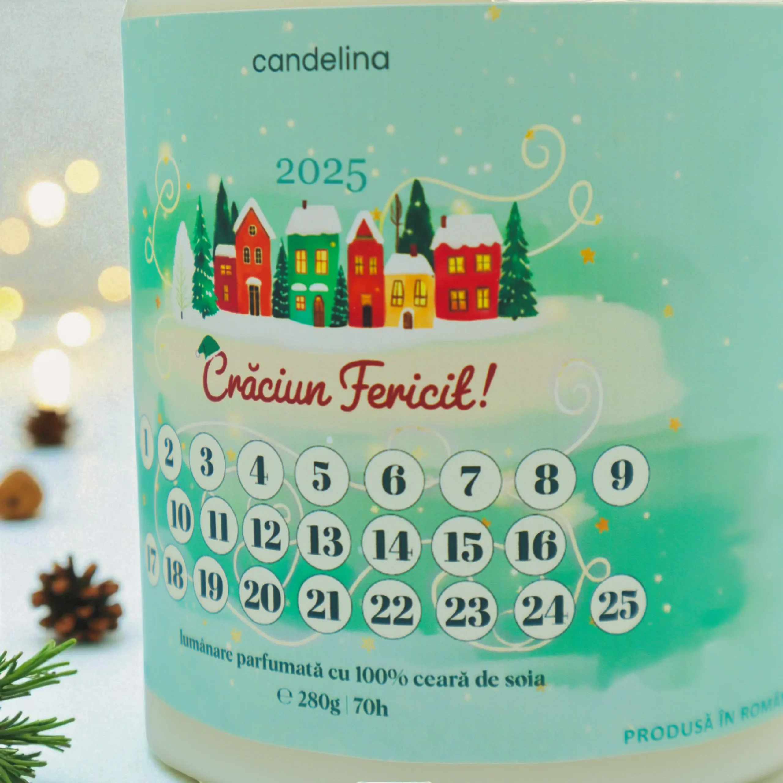 Close Up Lumanare Calendar Advent Candelina 2025, Fete, Lumanare parfumata de Craciun