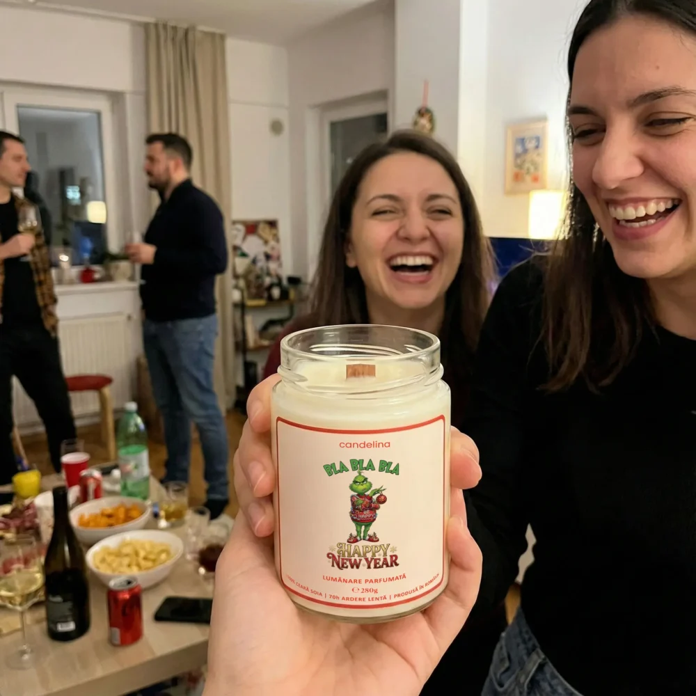 Lumânare Parfumată BLA BLA BLA HAPPY NEW YEAR, 3 Arome la Alegere, 280g 2