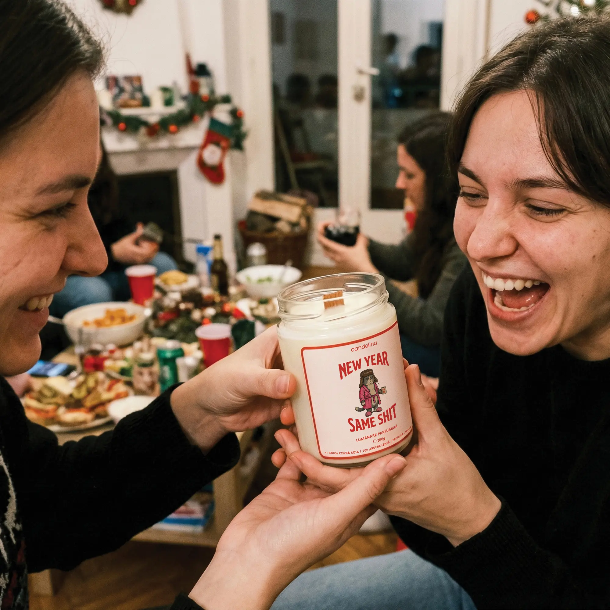Lumânare Parfumată Personalizată NEW YEAR, SAME SHIT cadouri amuzante femei, barbati, prieteni 2