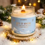 Lumânare parfumată LET IT SNOW - Mentă, Rășină de Brad, Lemn de Cedru, lumanare parfumata handmade craciun